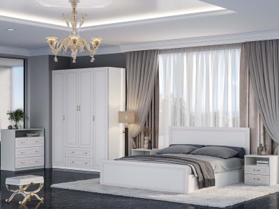 Спален комплект MARIE (бяло структорен/бяло супер мат)